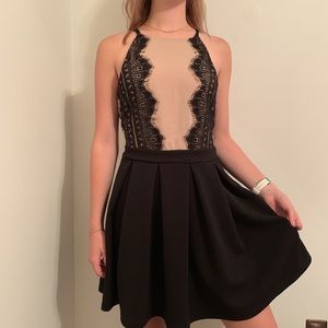 Black lace skater dress